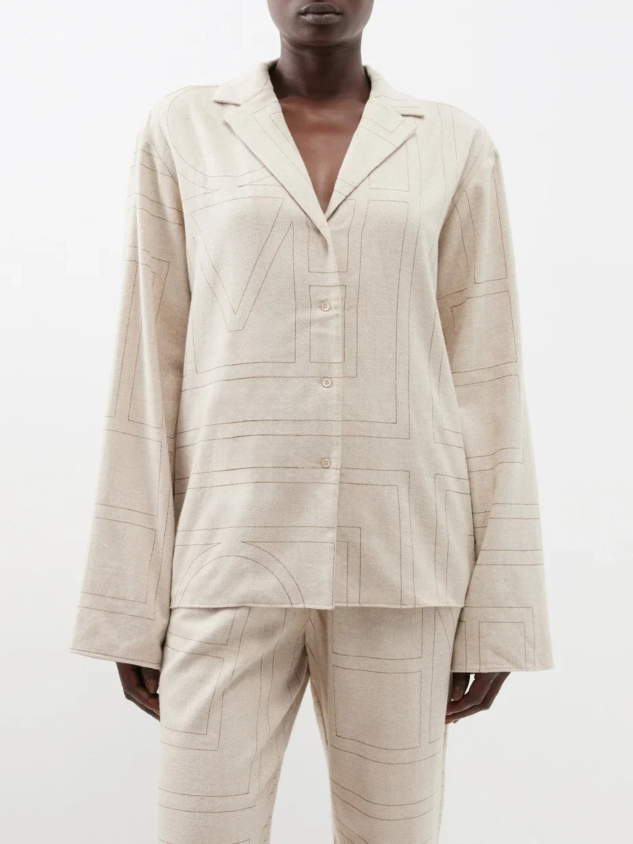 Ttm Monogram Flannel PJ Top & Pant Set