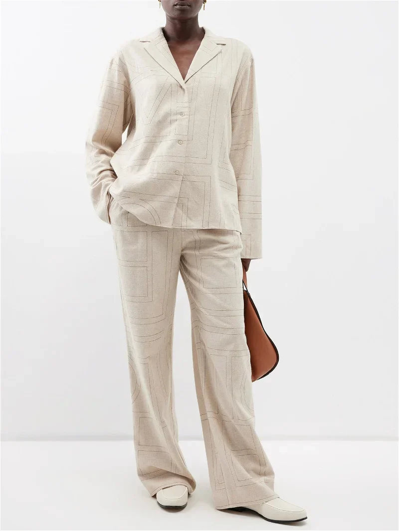 Ttm Monogram Flannel PJ Top & Pant Set