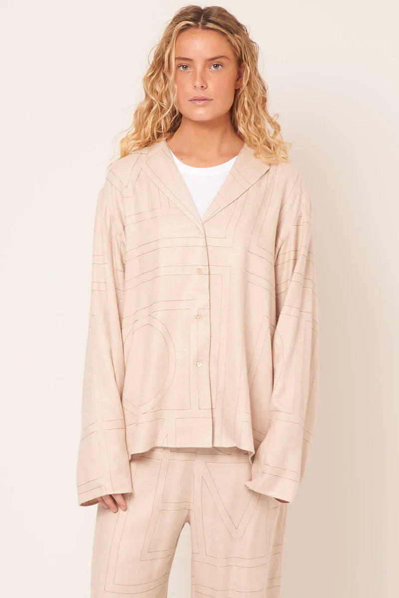 Ttm Monogram Flannel PJ Top & Pant Set