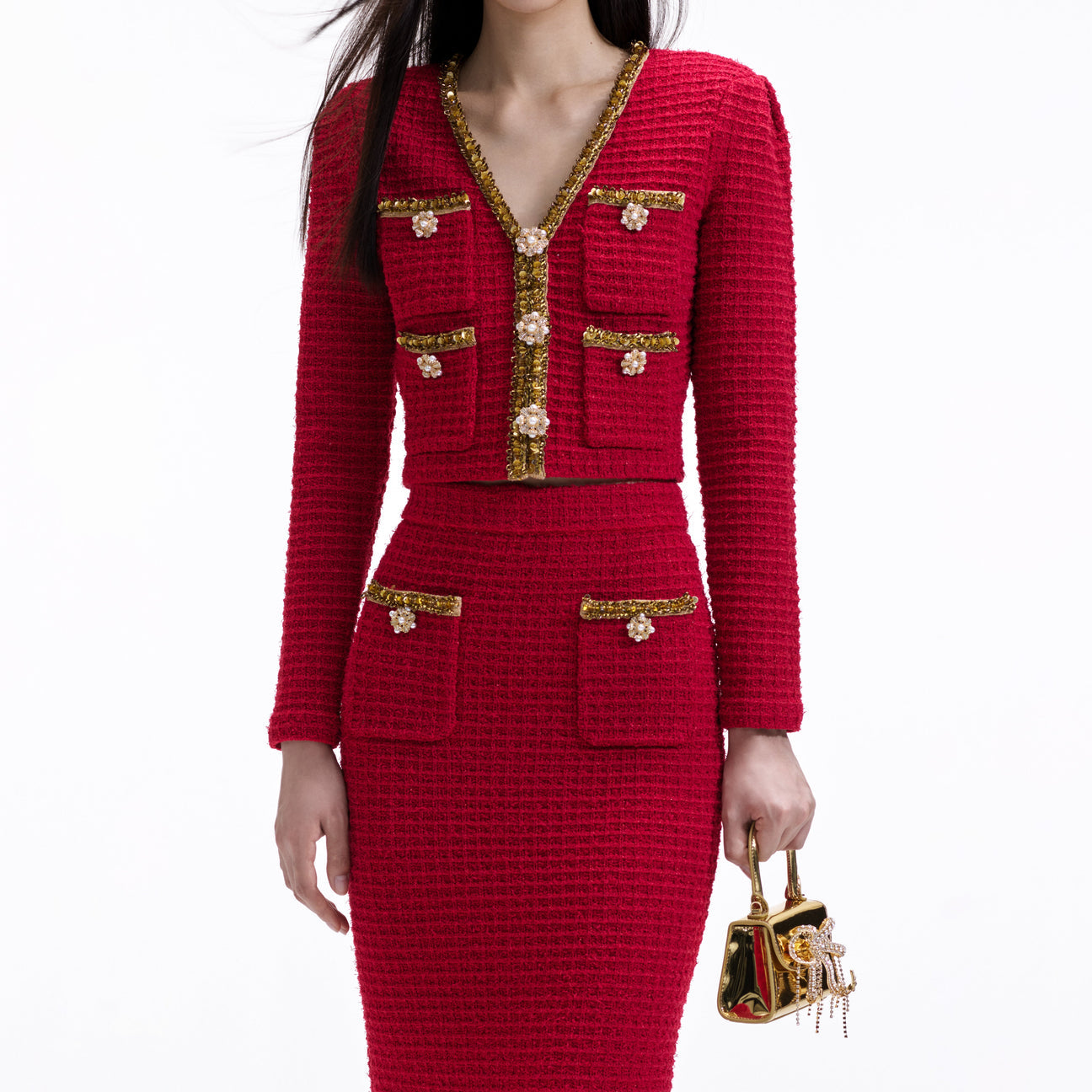 SP Knit V Neck Cardigan & Skirt Set