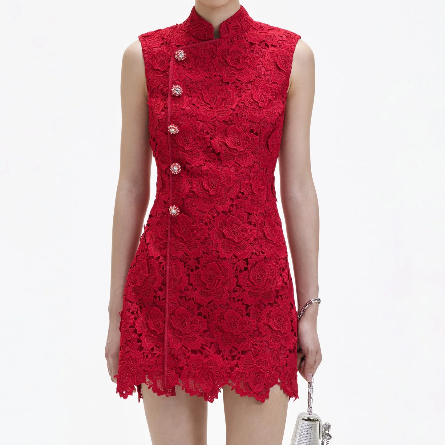 SP Red Flower Lace Mini Dress