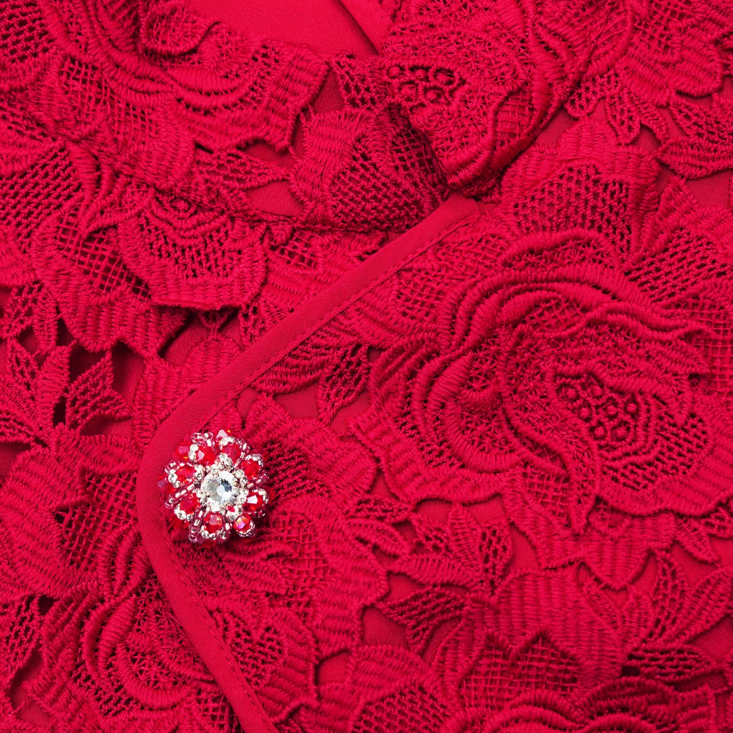 SP Red Flower Lace Mini Dress
