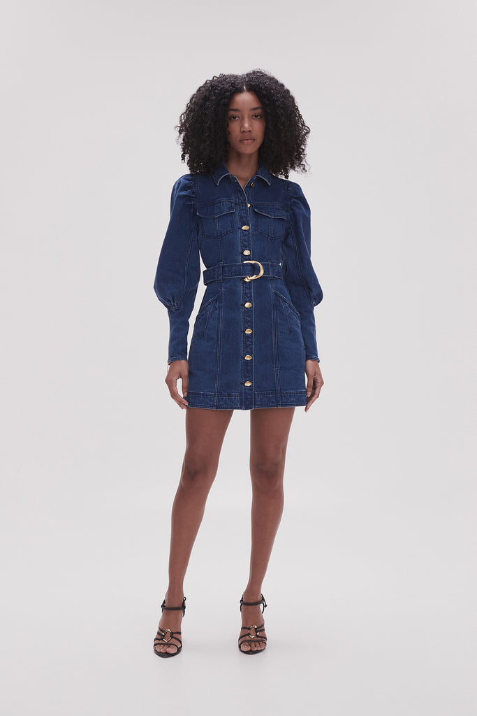 Aj May Denim Long Sleeve Mini Dress
