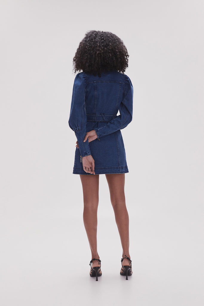 Aj May Denim Long Sleeve Mini Dress