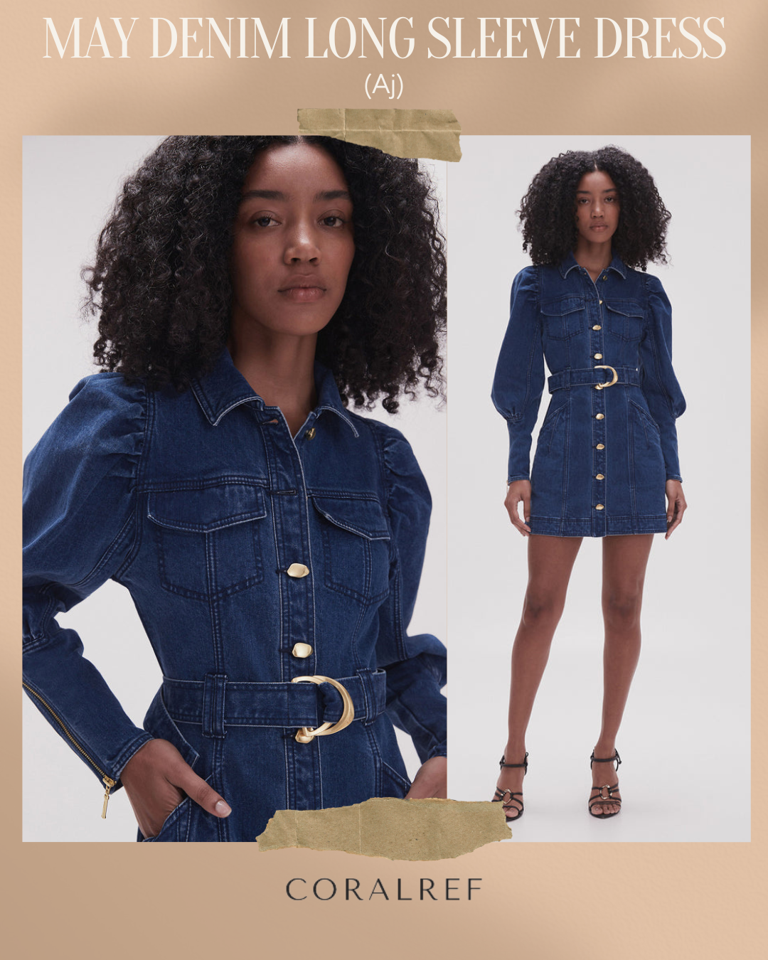 Aj May Denim Long Sleeve Mini Dress