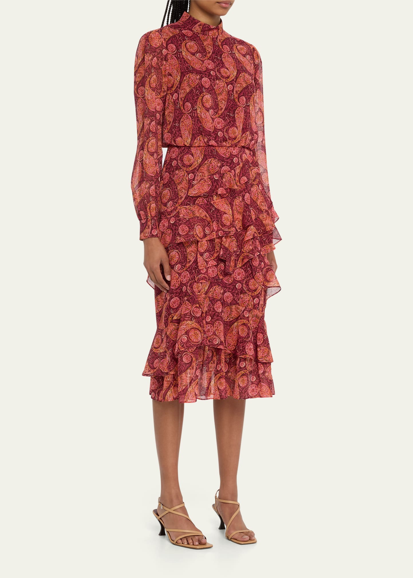 Sln Isa Ruffle Midi Dress