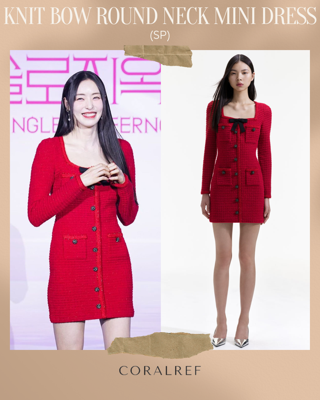 SP Knit Bow Round Neck Mini Dress