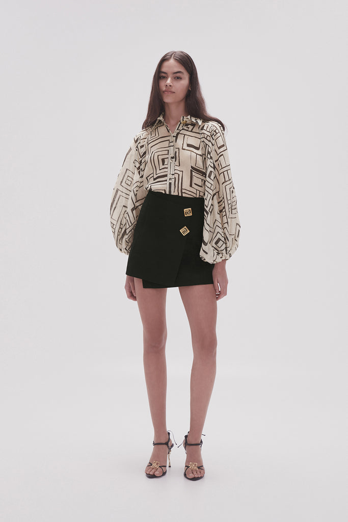 Aj Realm Wrap Front Mini Skirt