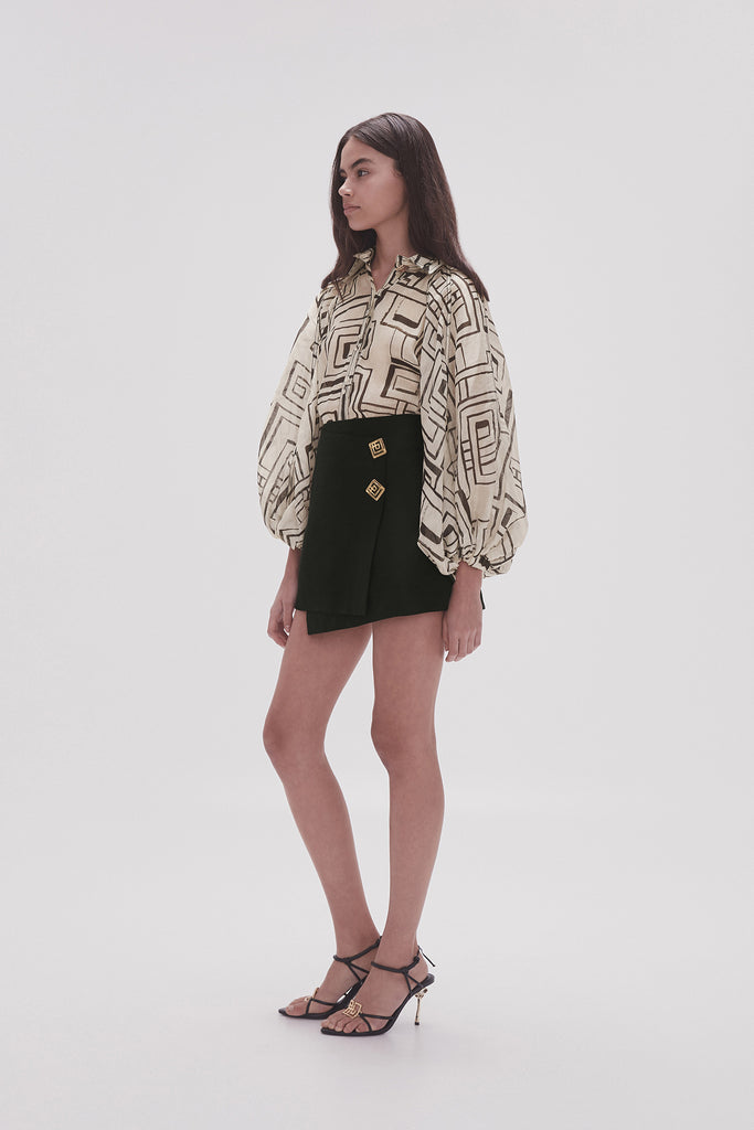 Aj Realm Wrap Front Mini Skirt