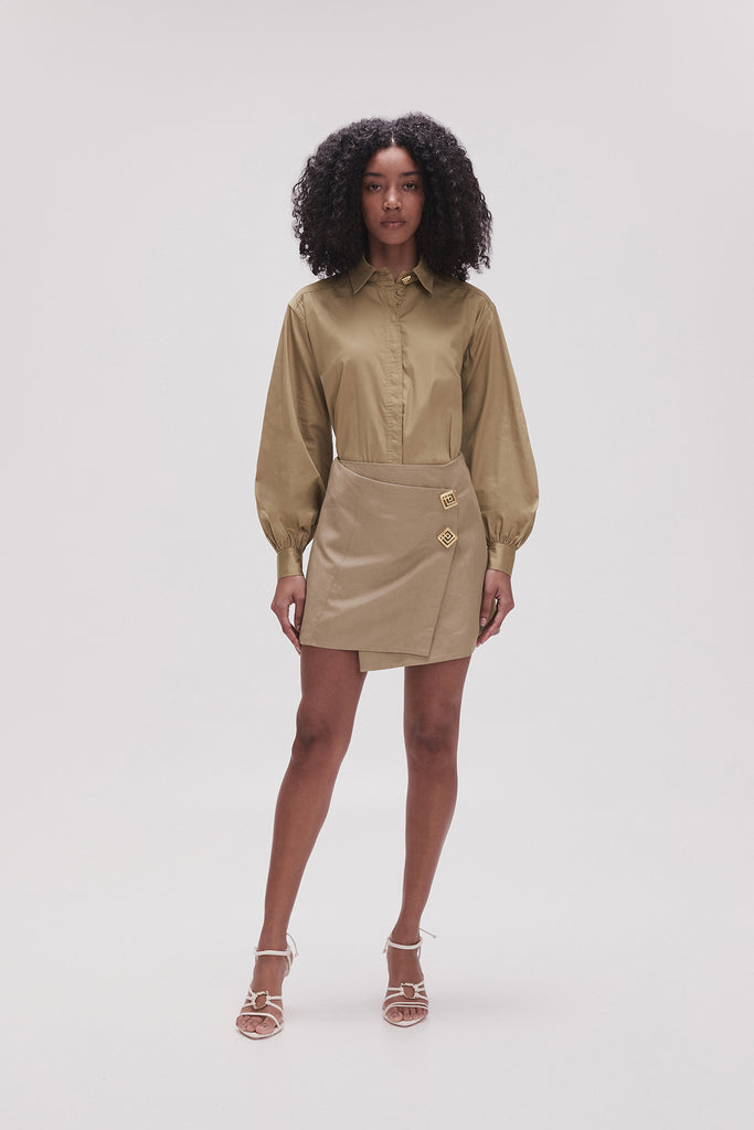 Aj Realm Wrap Front Mini Skirt