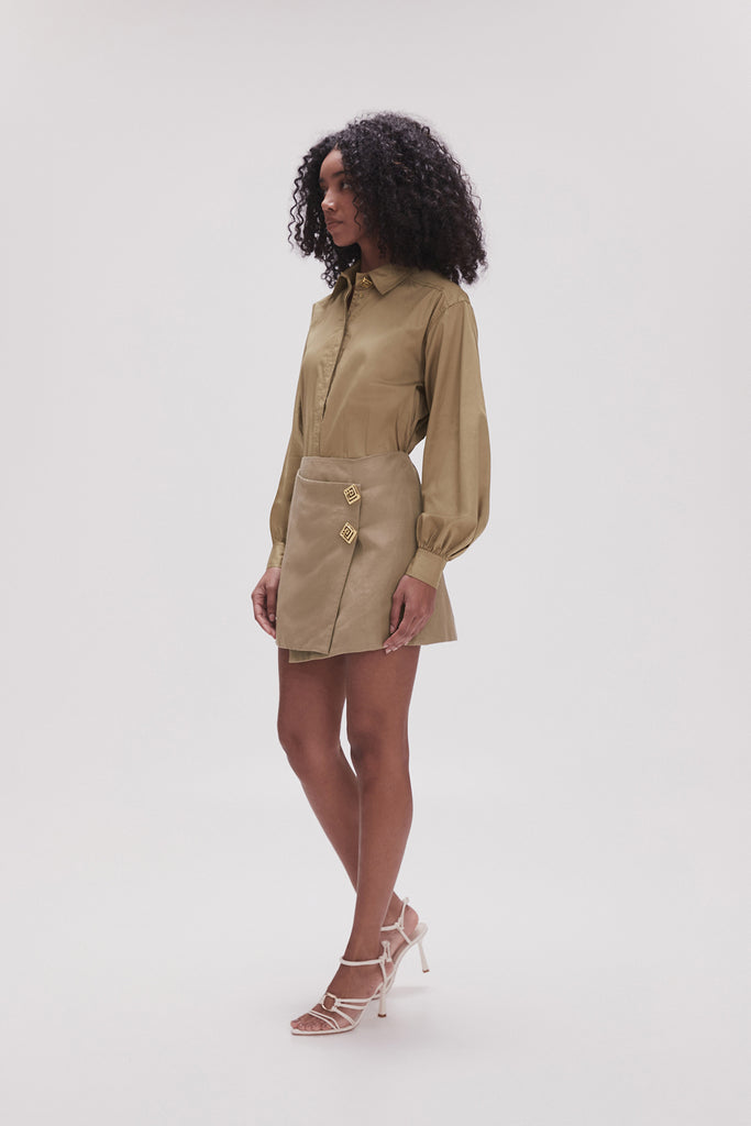 Aj Realm Wrap Front Mini Skirt