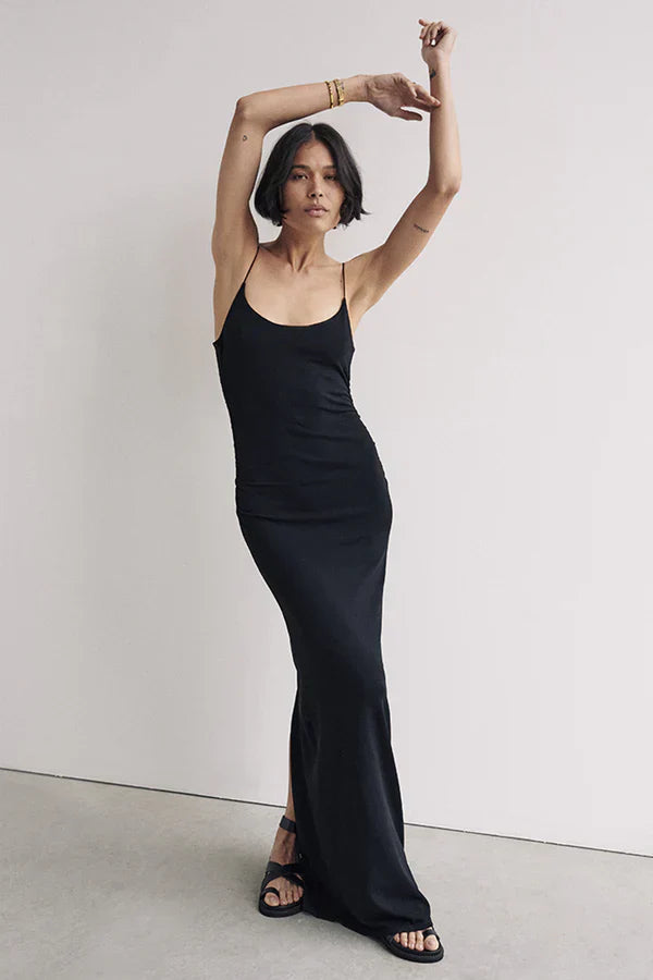 Dssh Romy Black Scoop Knit Maxi Dress