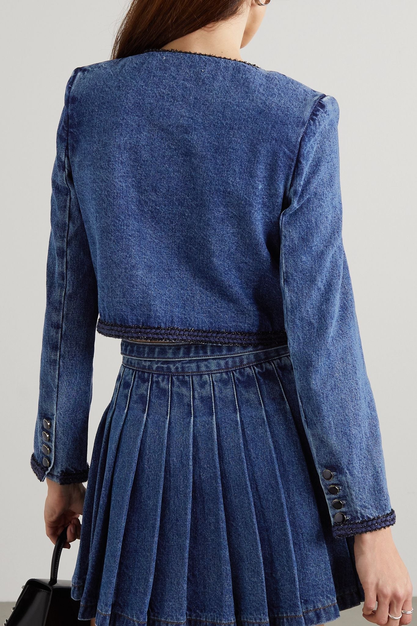 SP Belted Pleated Denim Mini Skirt