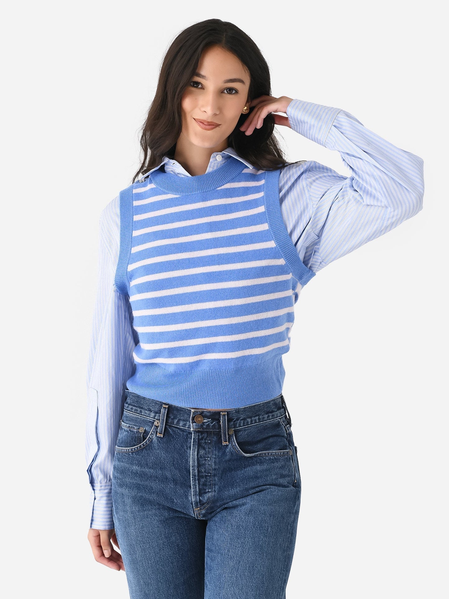 Gnn Blue Striped Vest