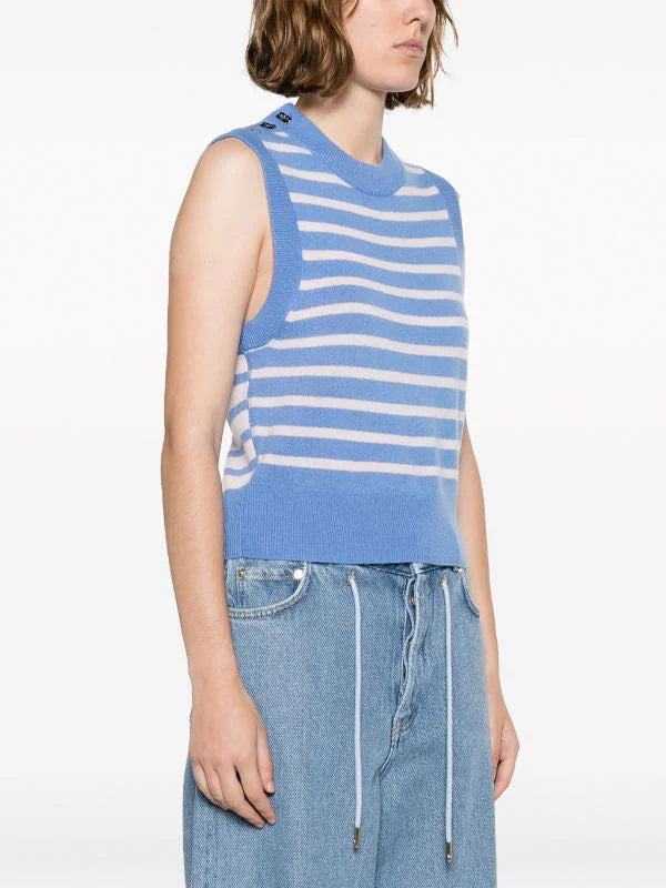 Gnn Blue Striped Vest