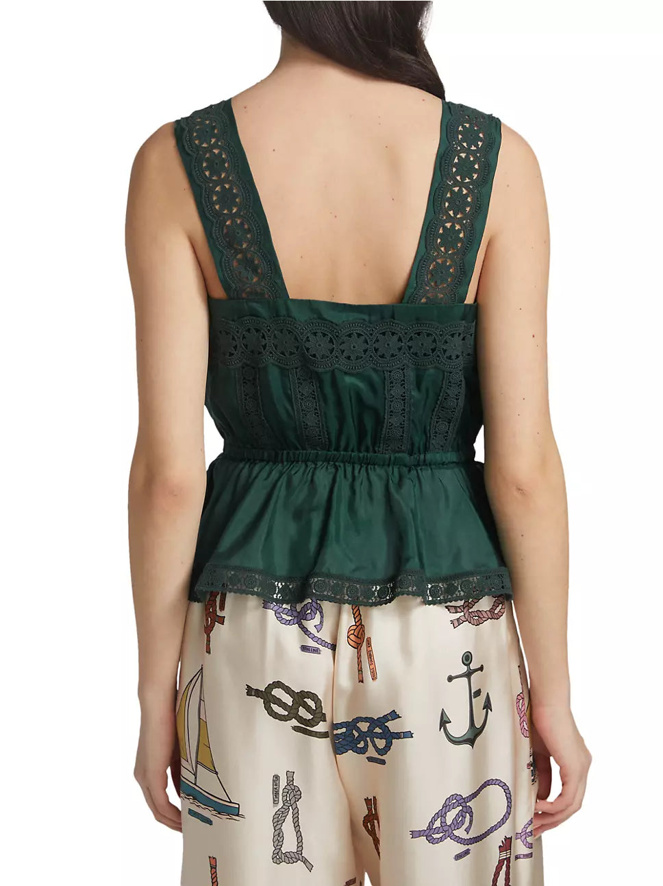 Alms Xylo Lace Trim Silk Top
