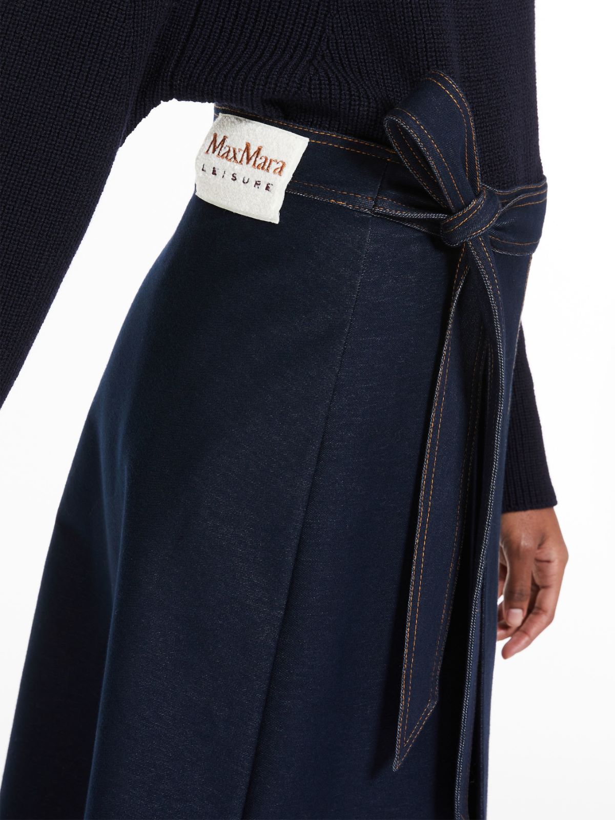 MM Robin Jersey Denim Midi Skirt