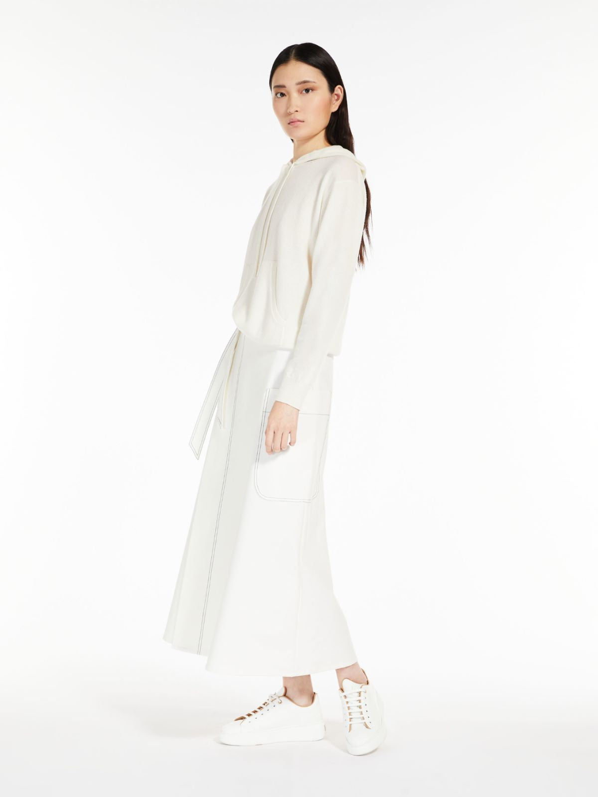 MM Robin Jersey Denim Midi Skirt