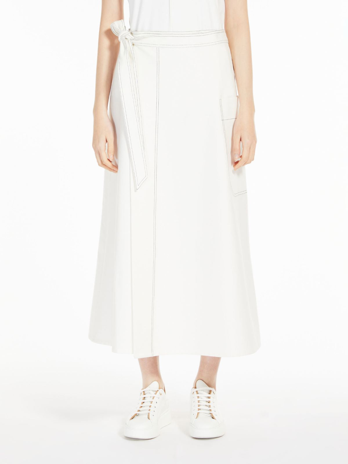 MM Robin Jersey Denim Midi Skirt