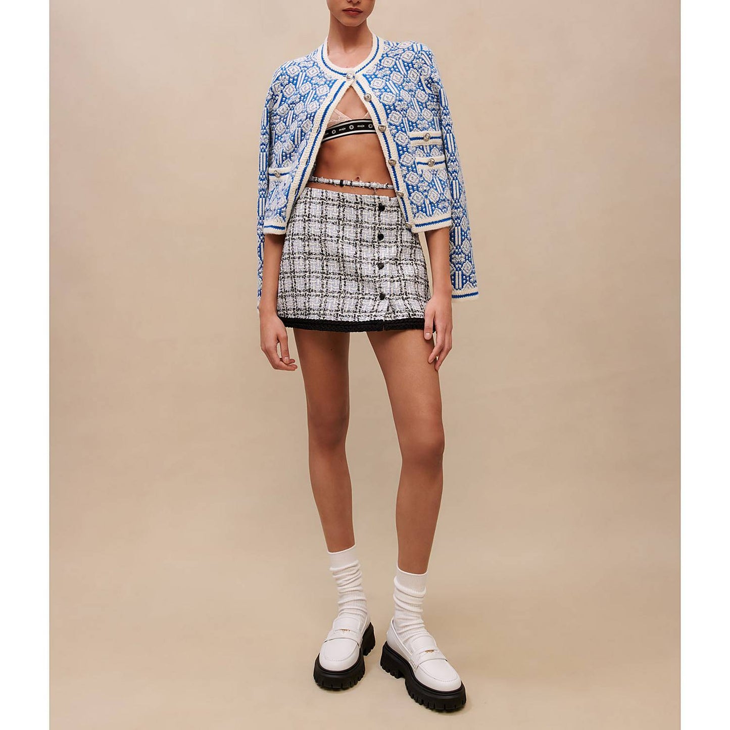 Mj Jizuli Check Tweed Mini Skirt