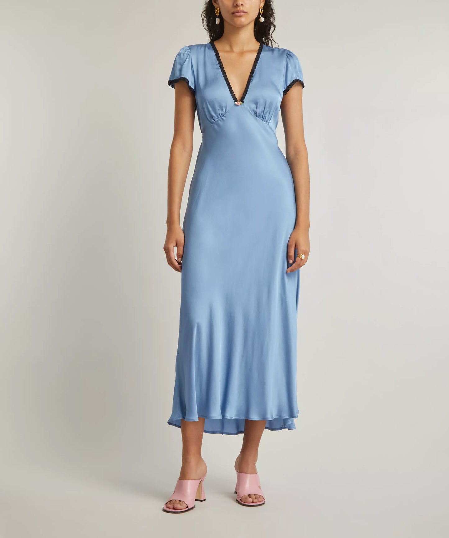 Rx Clarice Lace V Neck Midi Dress