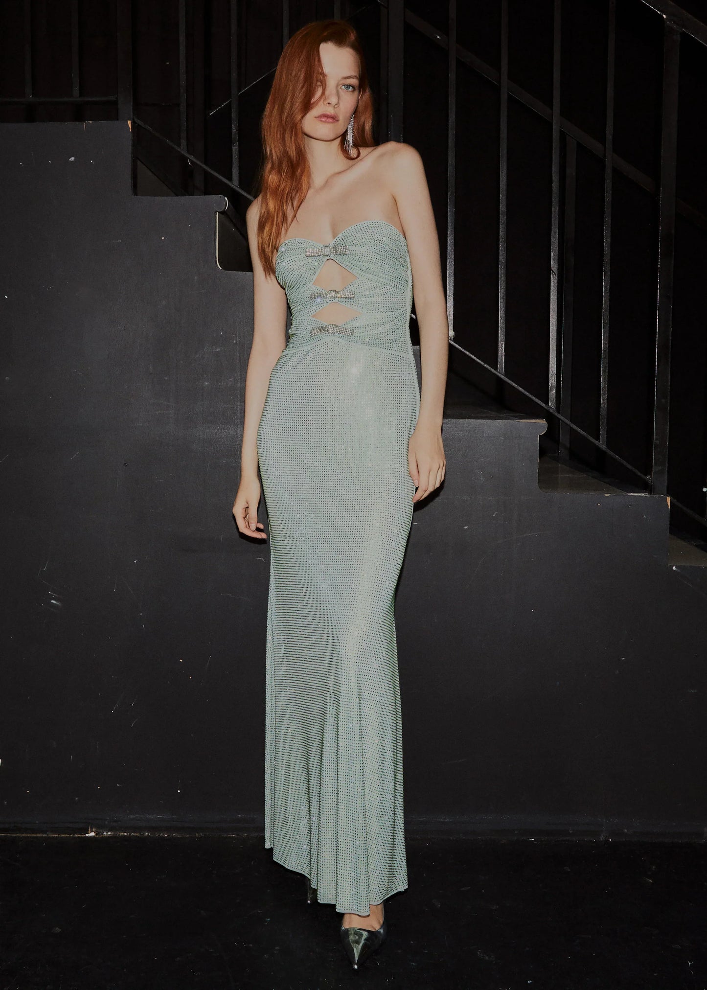 SP Mint Rhinestone Maxi Dress