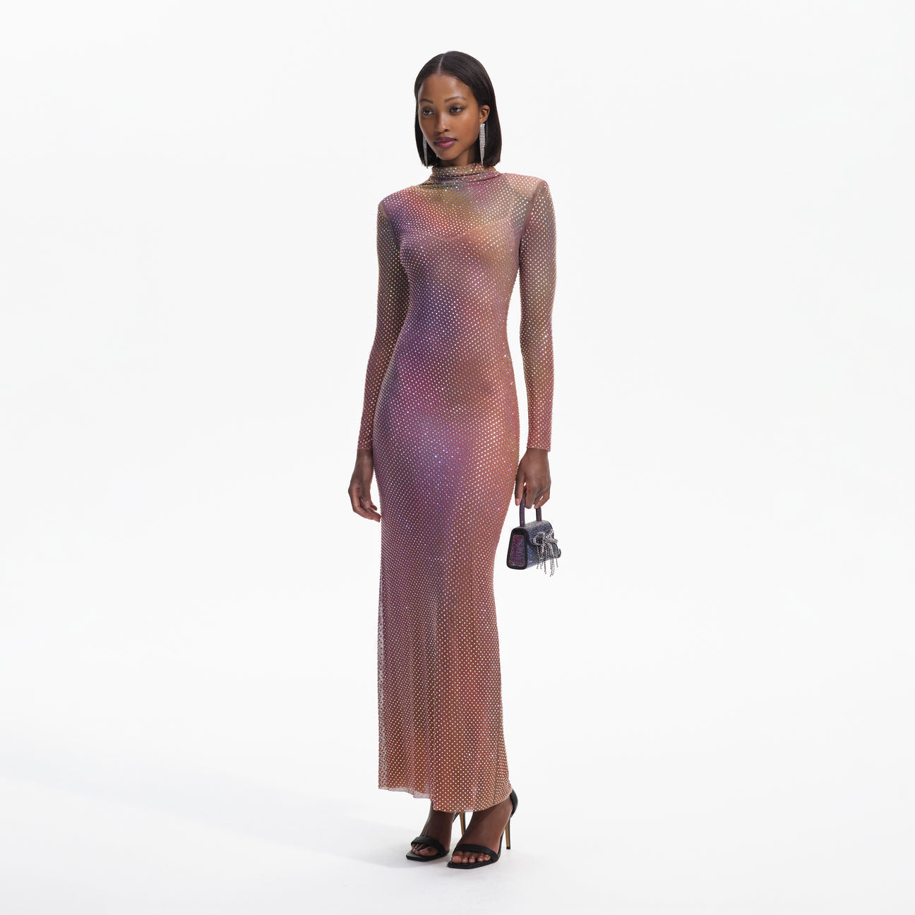 SP Iridescent Rhinestone Maxi Dress
