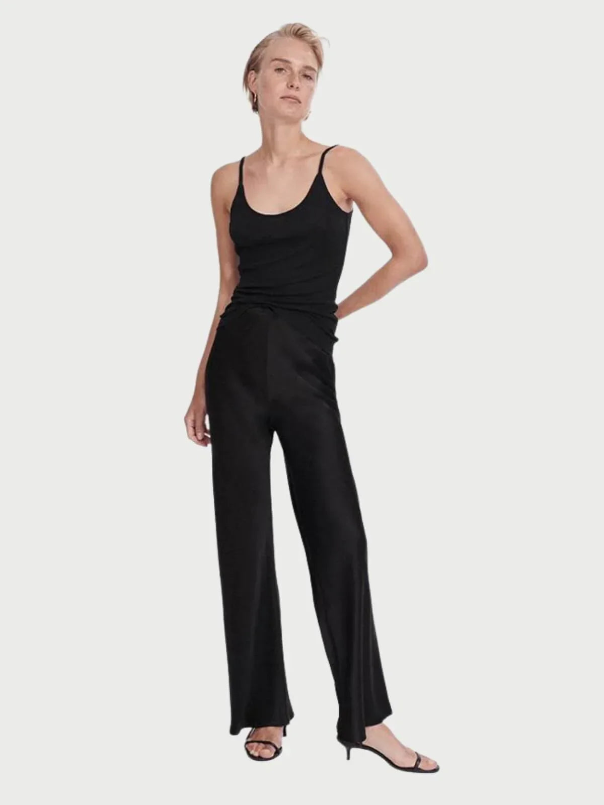 SL Bias Cut Silk Pants - Black/Hazelnut 2