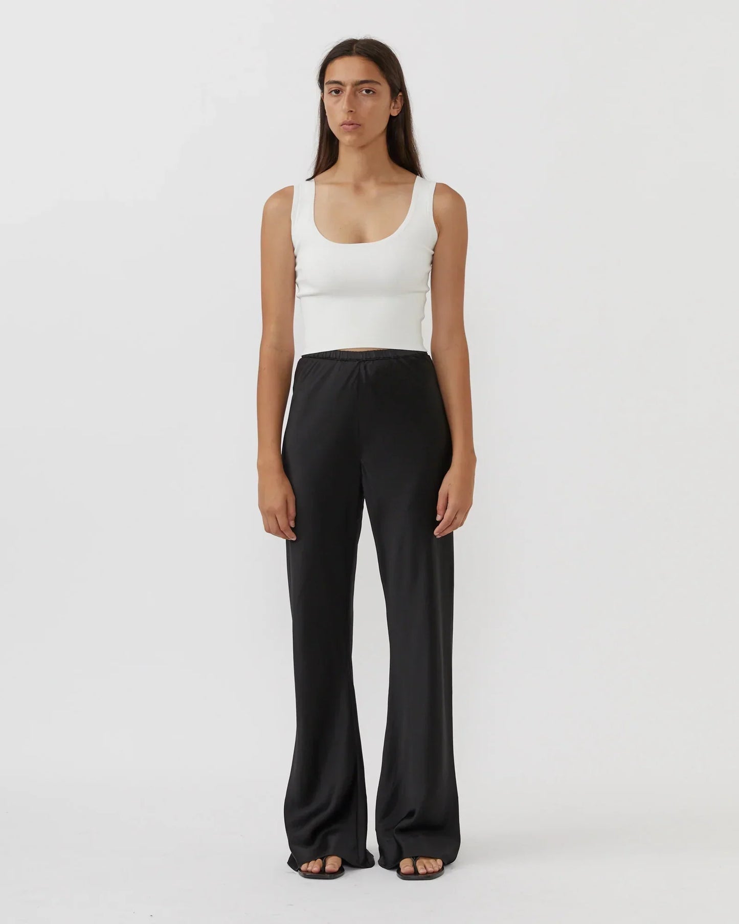 SL Bias Cut Silk Pants - Black/Hazelnut 2