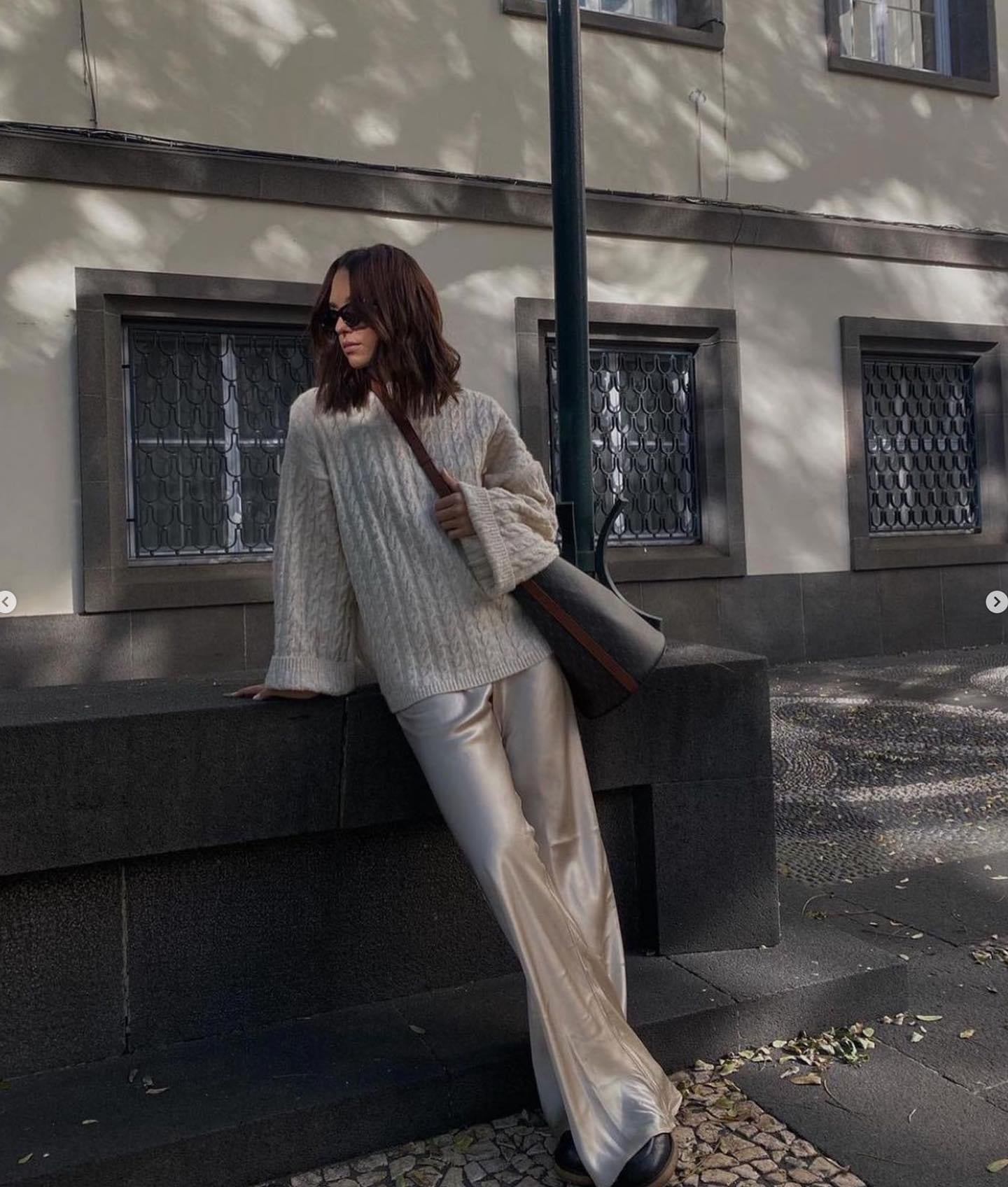 SL Bias Cut Silk Pants - Black/Hazelnut 2