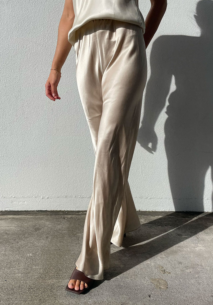 SL Bias Cut Silk Pants - Black/Hazelnut 2