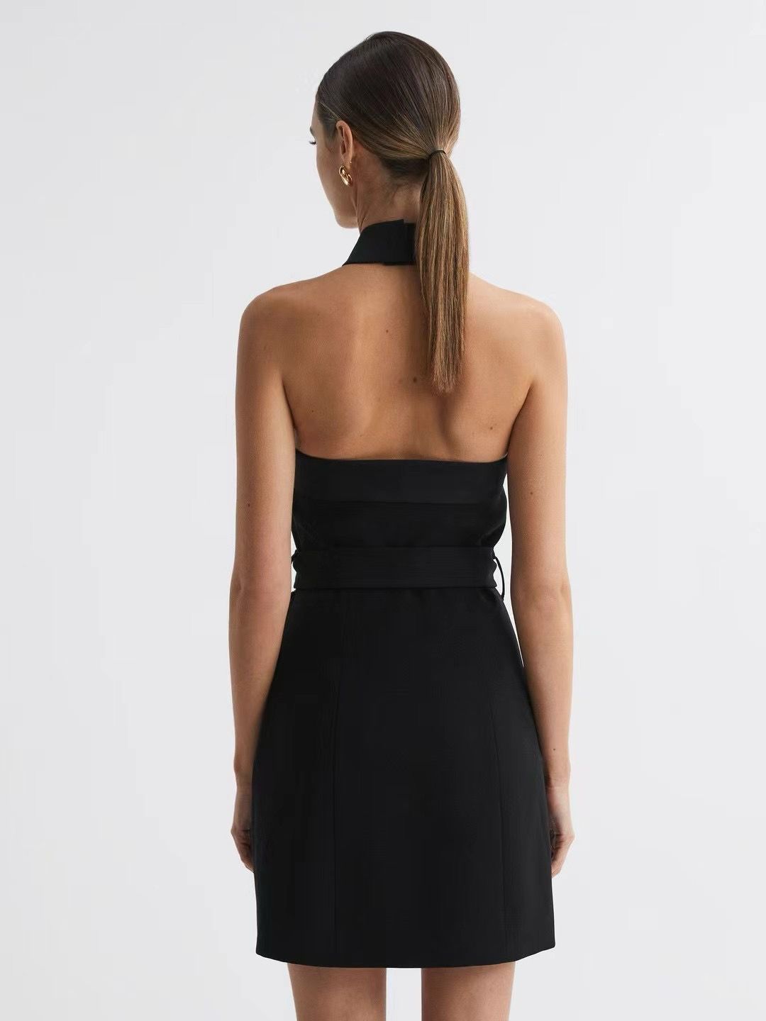 Rss Black Halter Mini Dress