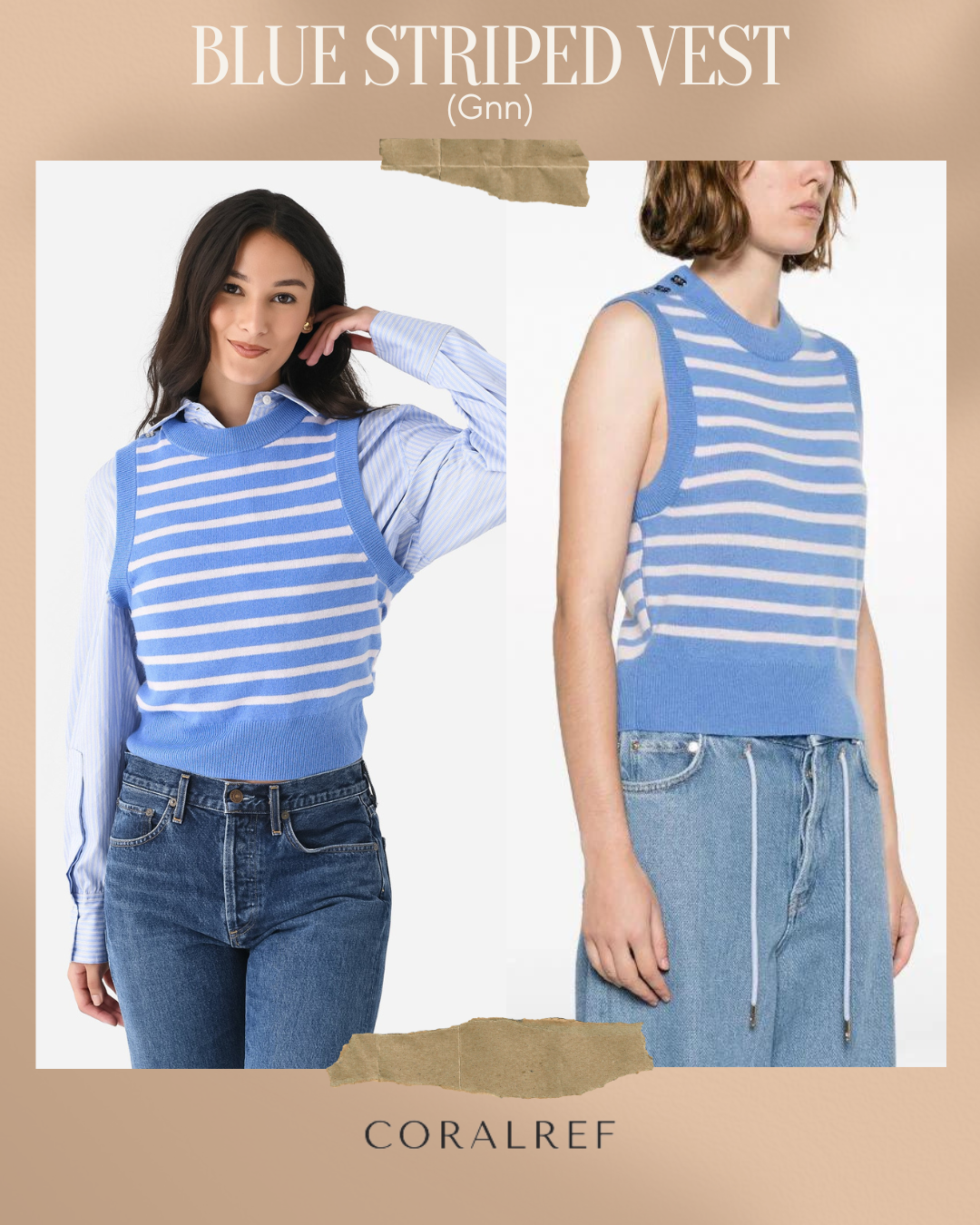 Gnn Blue Striped Vest