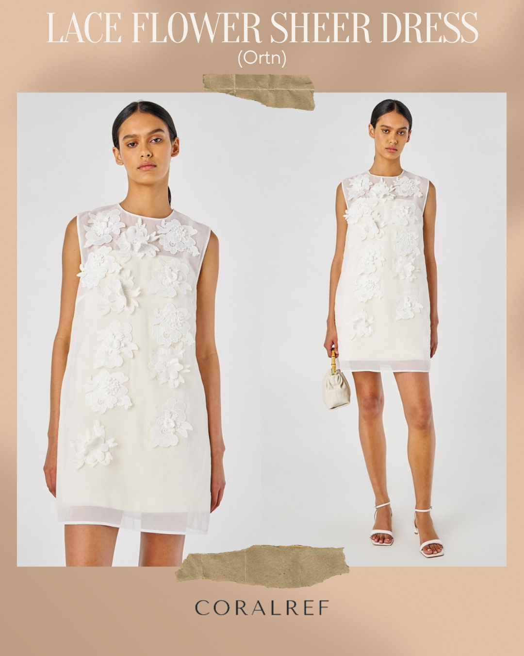 Ortn Lace Flower Sheer Mini Dress