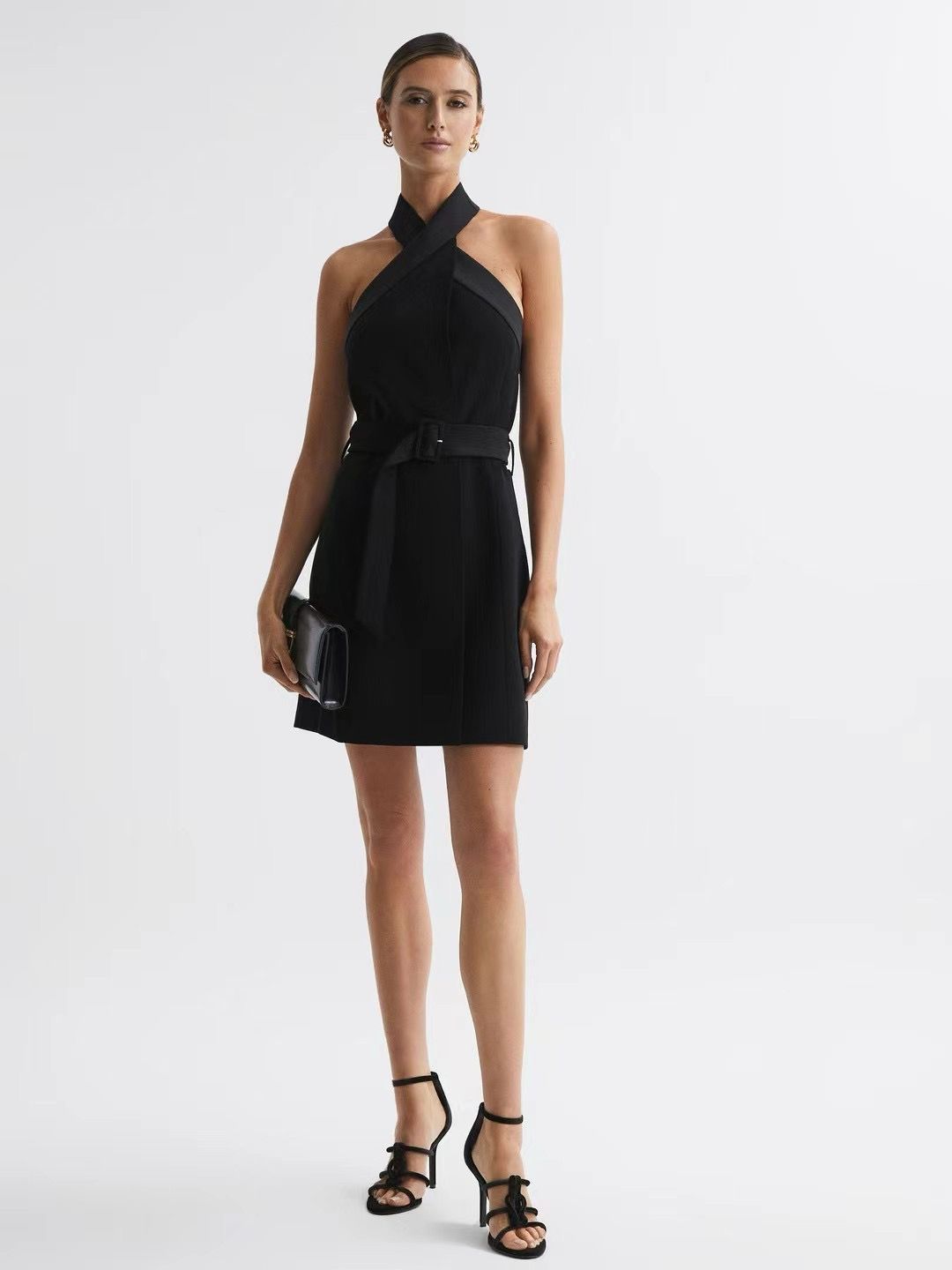 Rss Black Halter Mini Dress