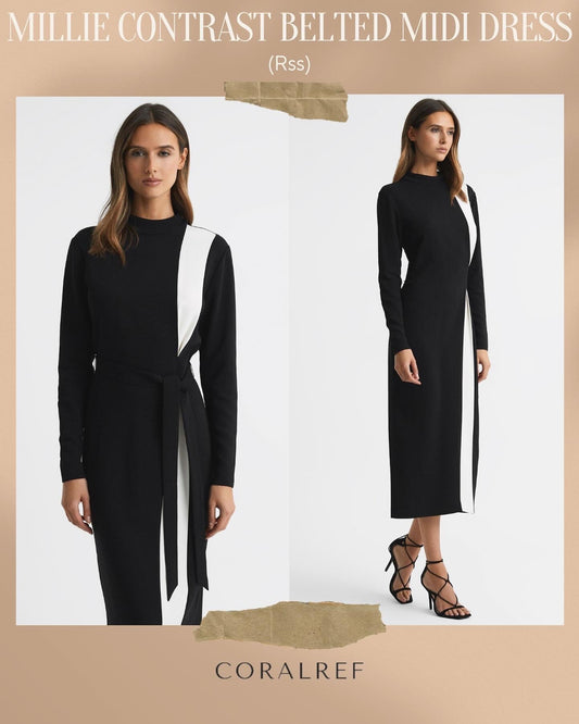 Rss Millie Contrast Belted Midi Dress