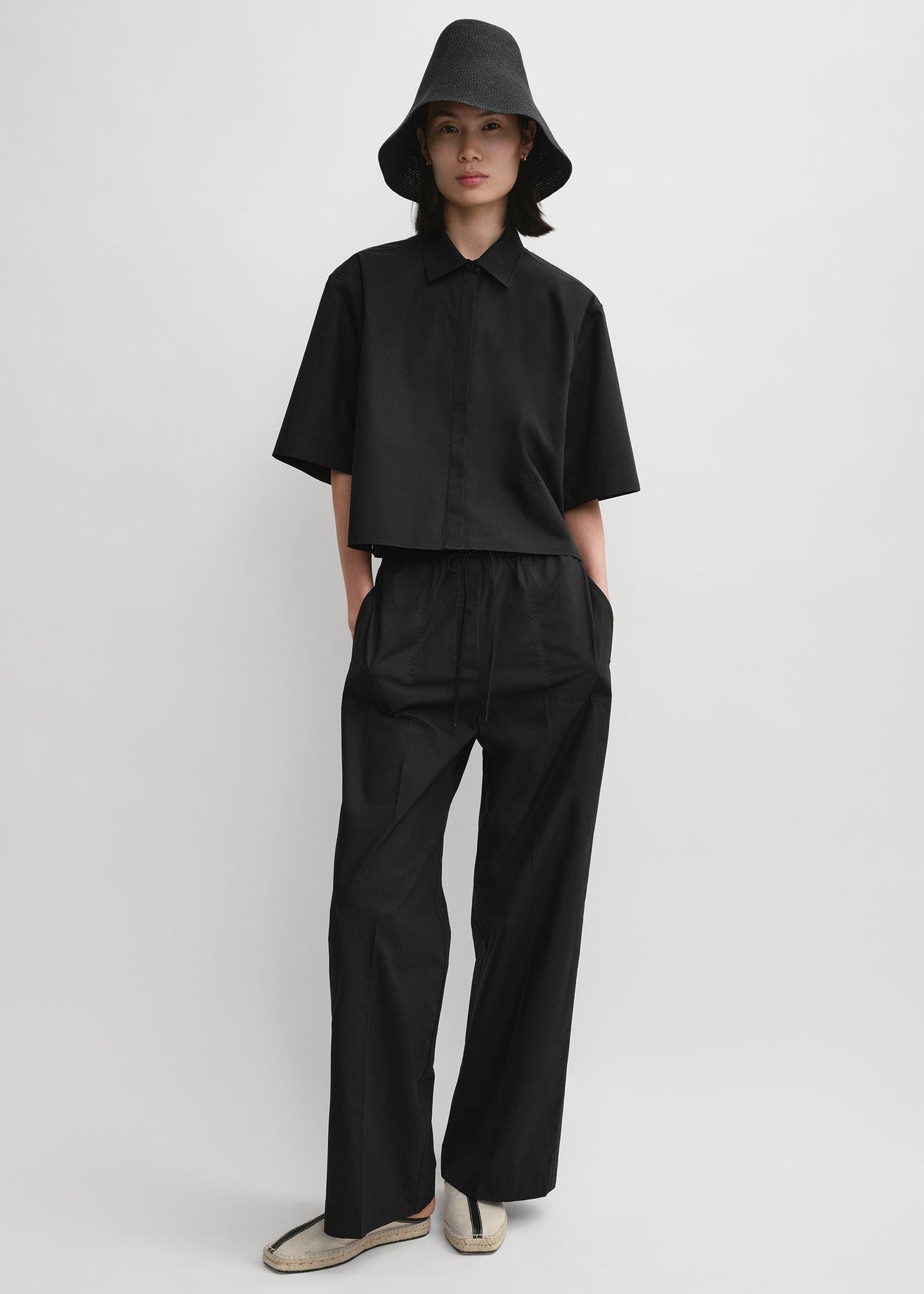 Ttm Crop Cotton Poplin Shirt & Pants Set