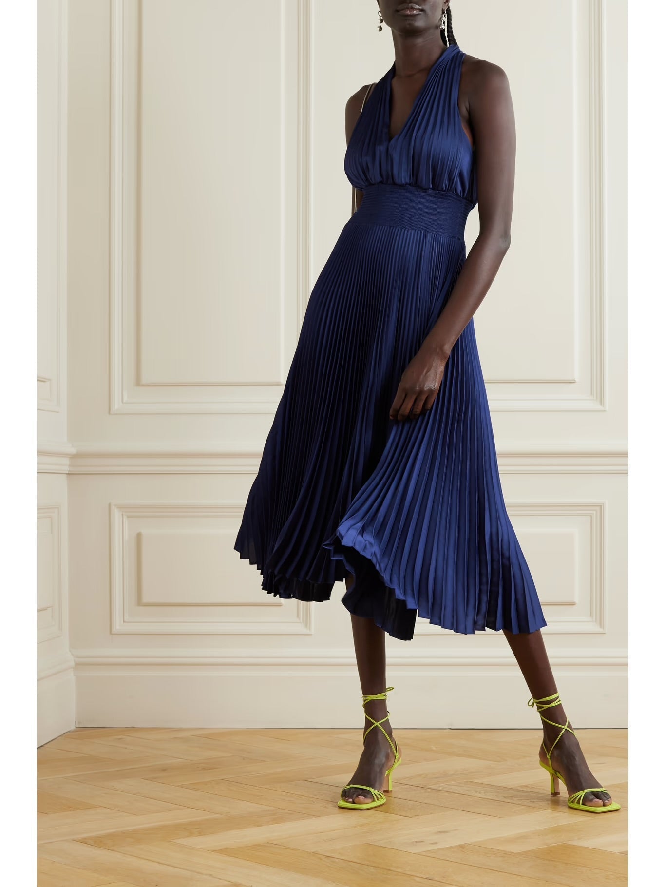 ALC Rose Satin Midi Dress