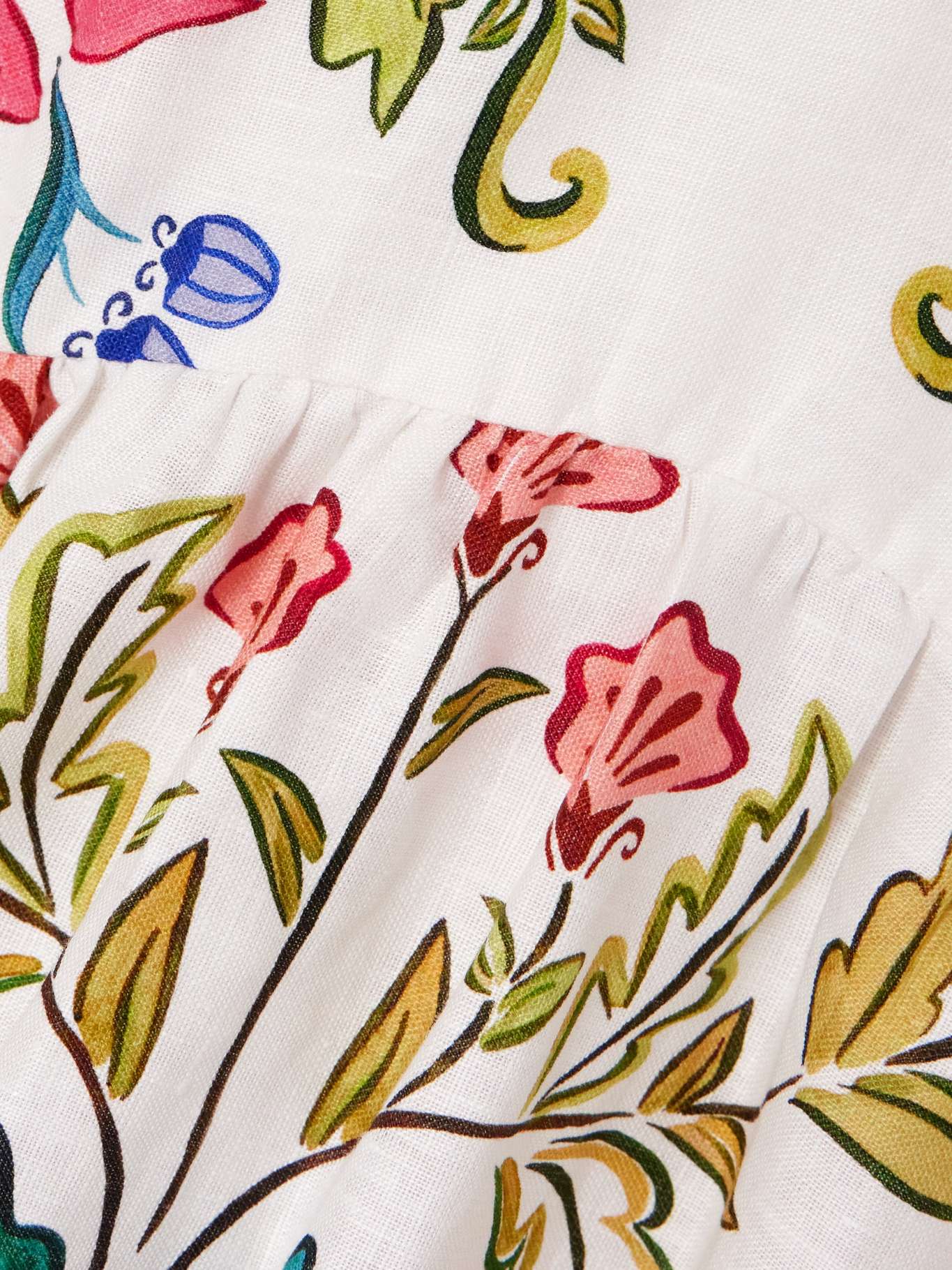 FR Insect Plunge Embellished Printed Linen Midi Dress