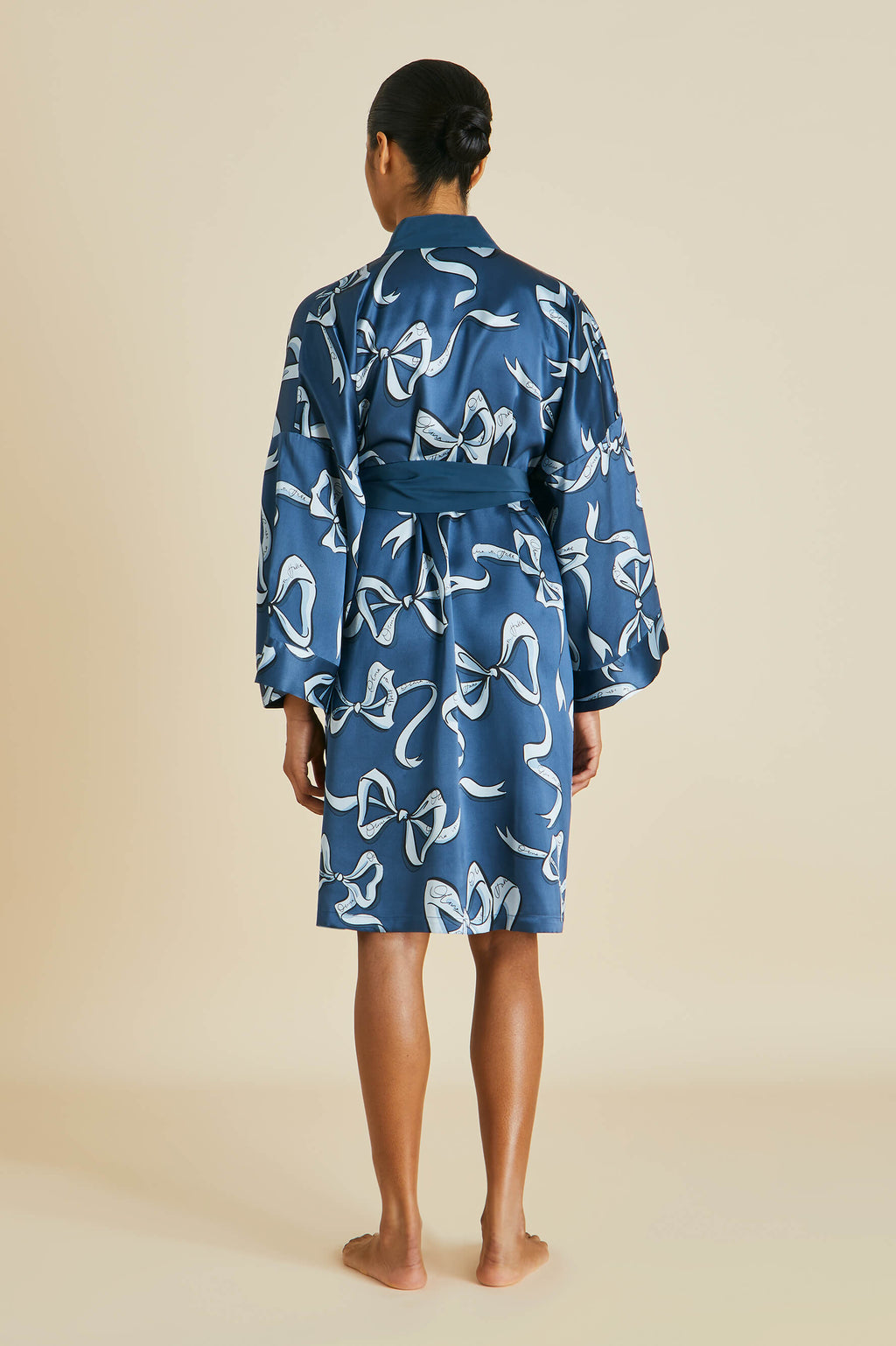 OVH Mimi Arran Blue Bow Silk Satin Robe