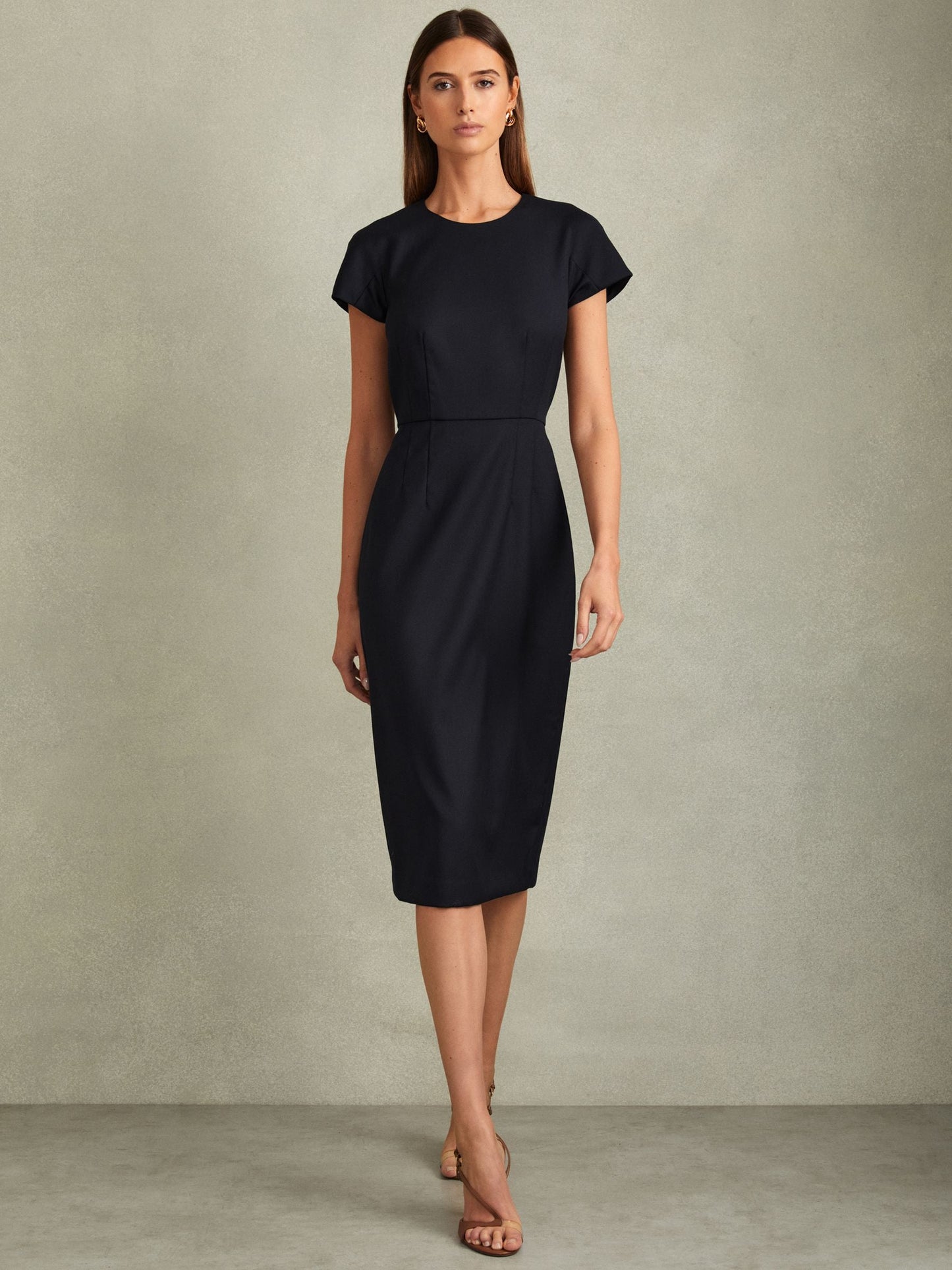 Rss Serena Textured Cap Sleeve Midi Dress