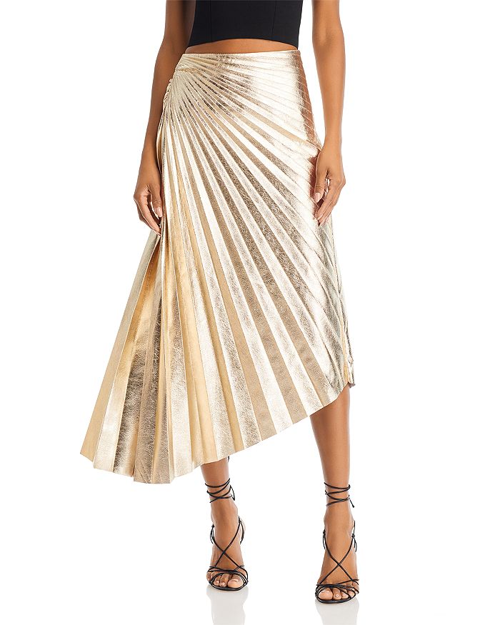 ALC Tori Pleated Metallic Midi Skirt