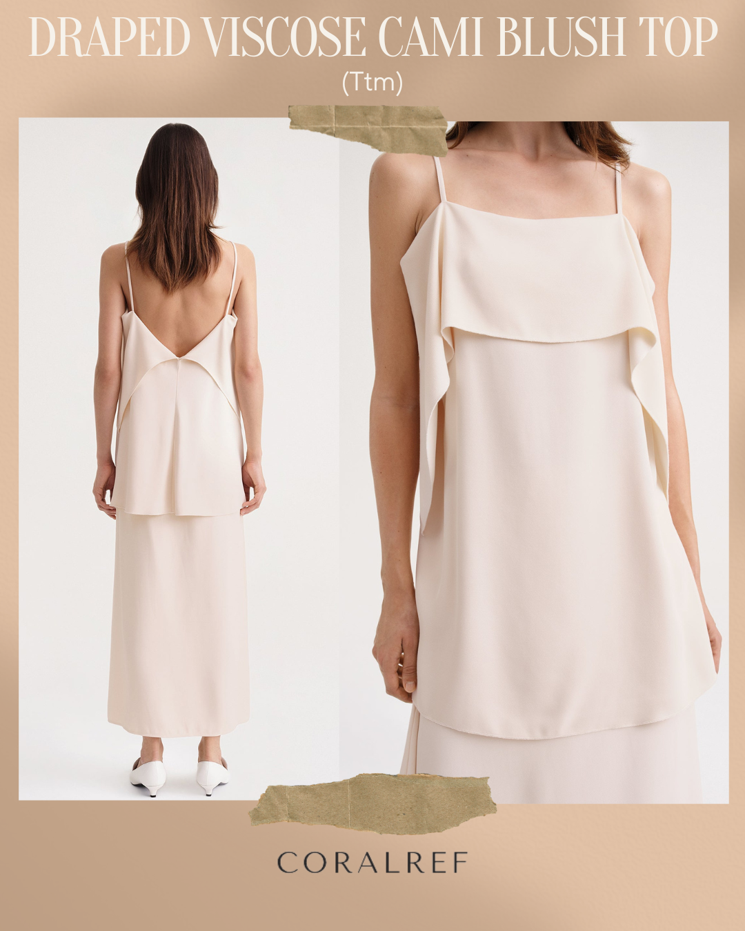 Ttm Draped Viscose Cami Blush Top