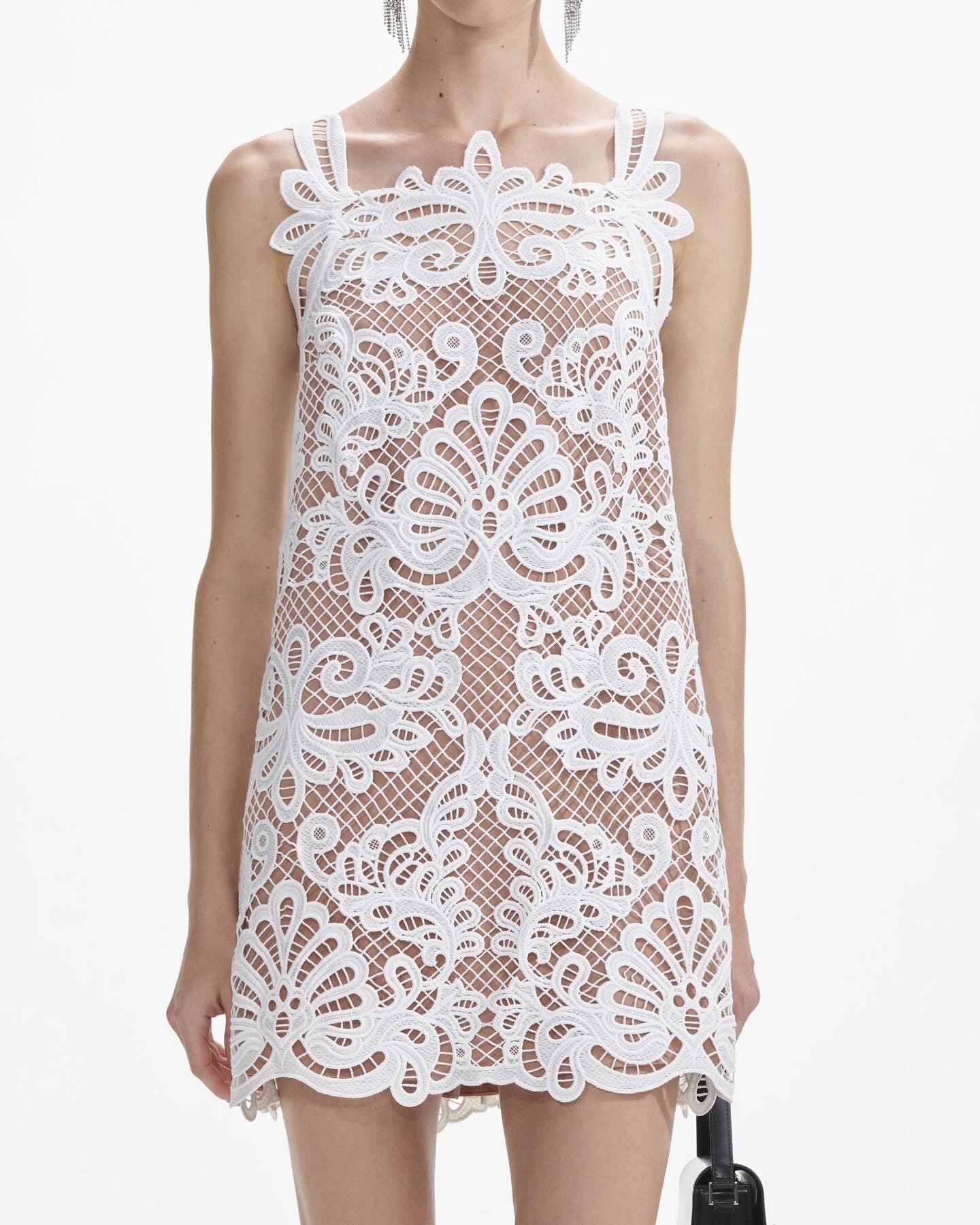 SP White Guipure Lace Mini Dress