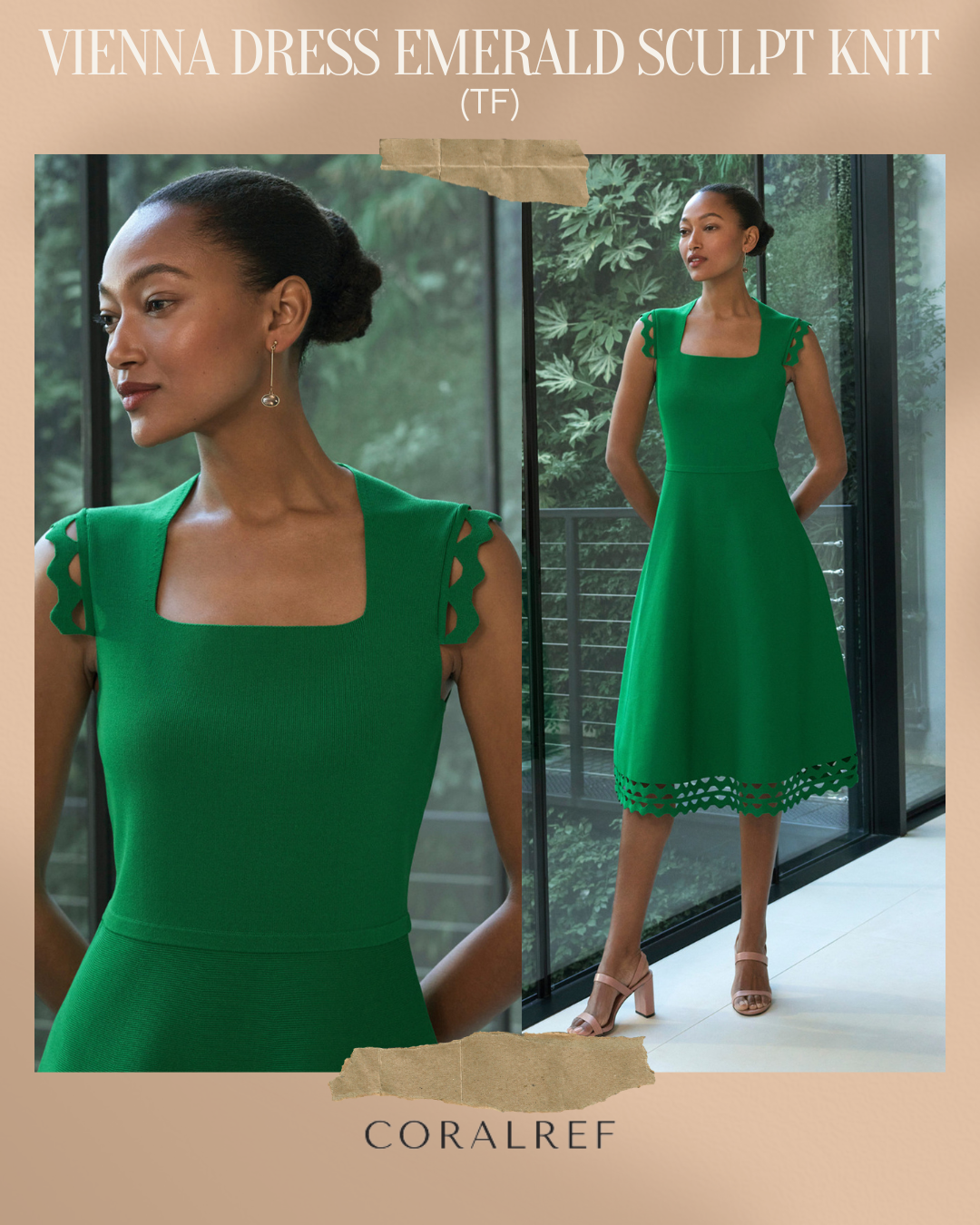 TF Vienna Midi Dress Emerald Sculpt Knit