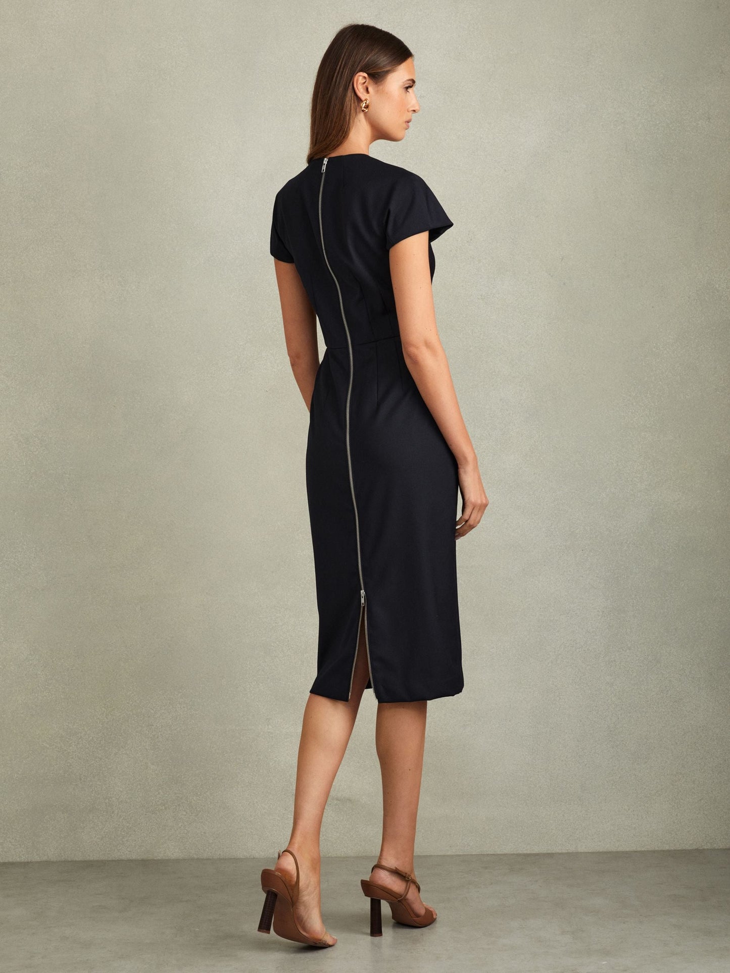 Rss Serena Textured Cap Sleeve Midi Dress