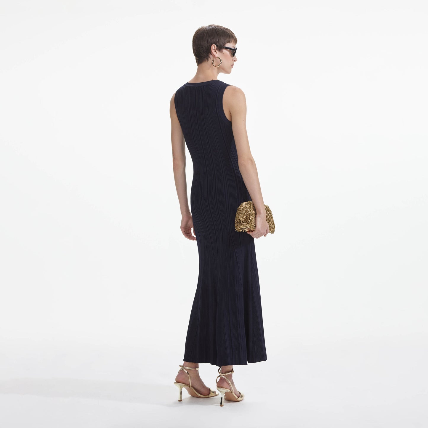 SP Navy Viscose Knit Midi Dress