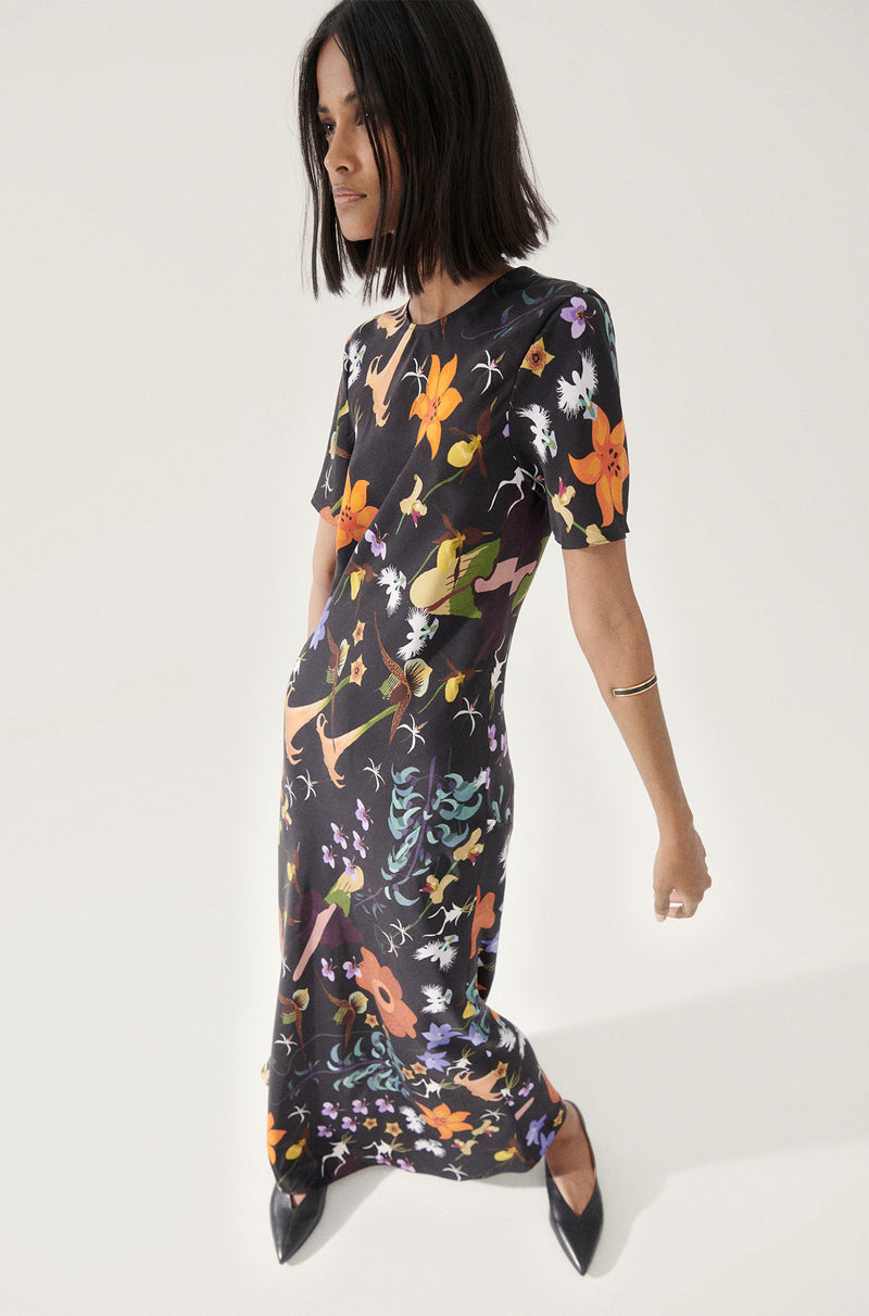 SL Short Sleeve Bias Maxi Dress