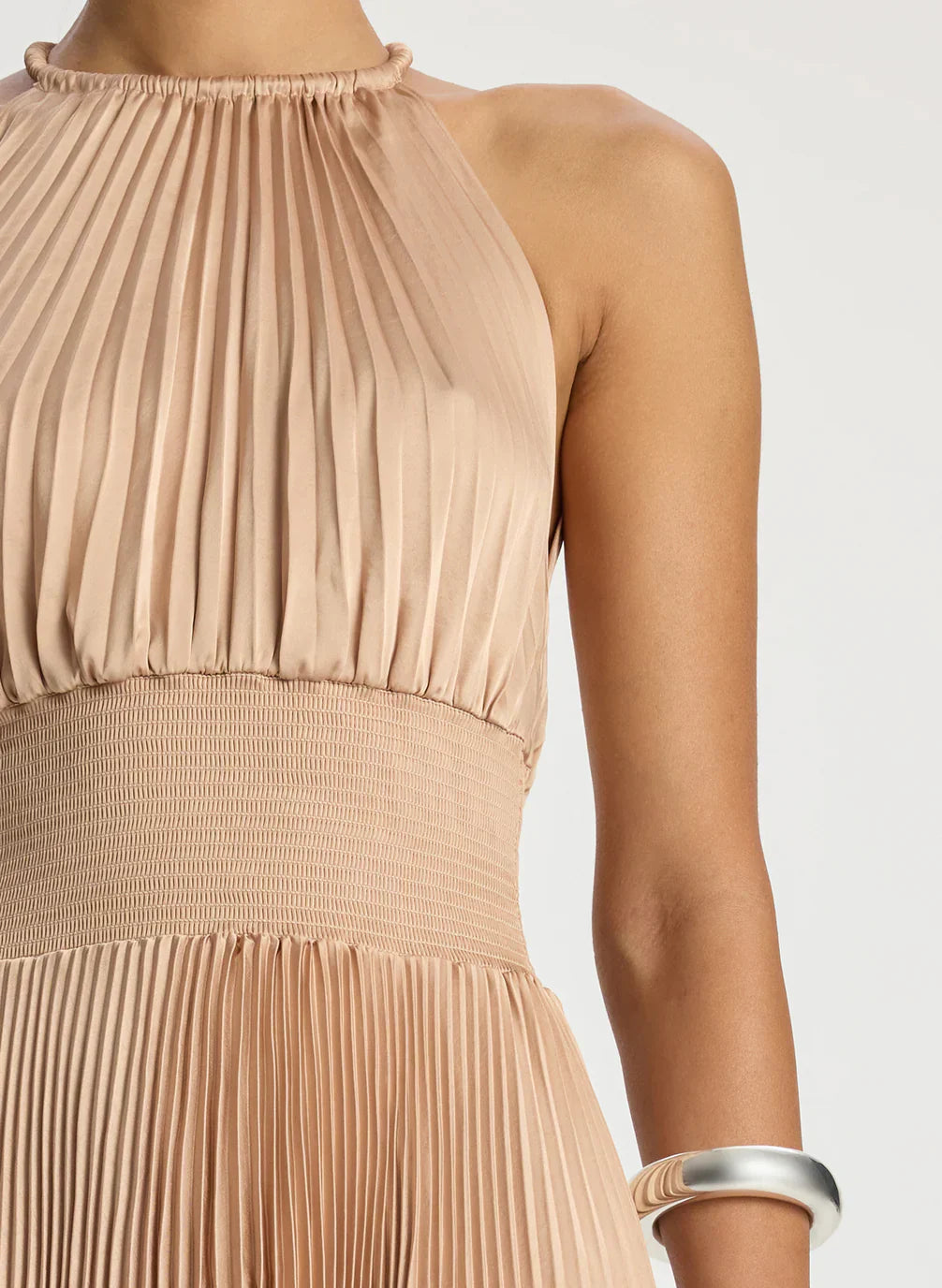 ALC Renzo II Satin Pleated Midi Dress