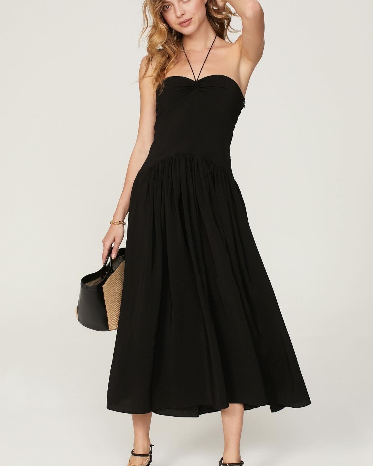 Vnc Ruched Halterneck Midi Dress